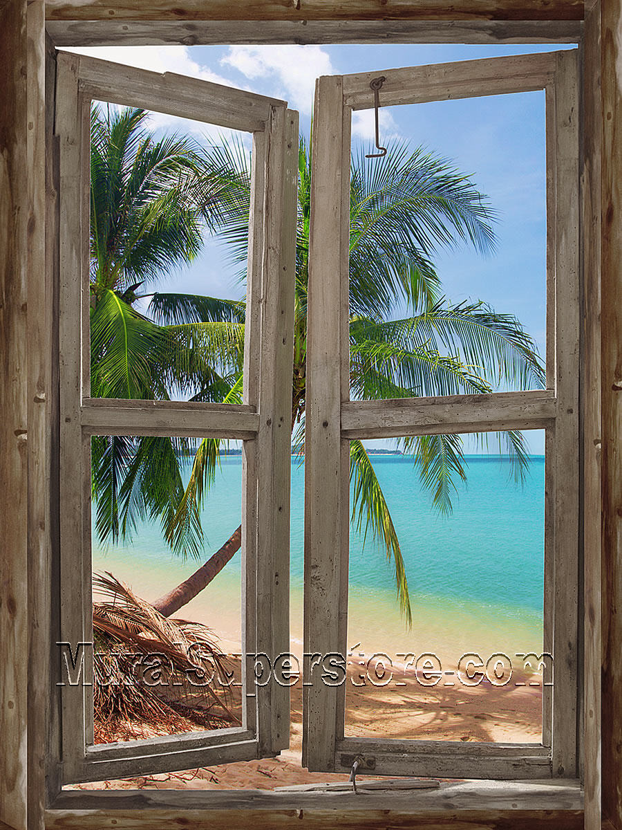 Beach Cabin Window 3 Wall Mural